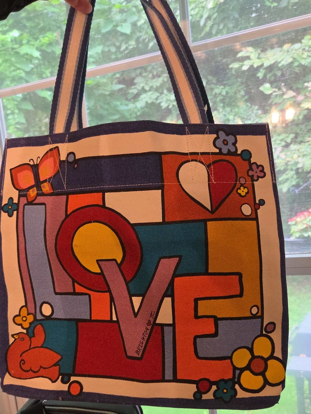 Brighton Multi-Color LOVE Graphic Tote - Yellow, Red, Blue, Orange, Pink